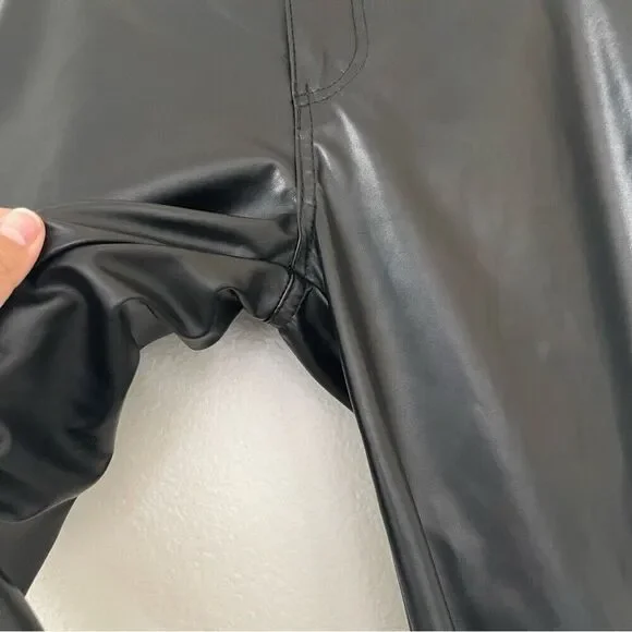 Revice Pants Size 32 Black Vegan Leather Uptown Happy Hour Straight Slit Leg - Picture 10 of 15